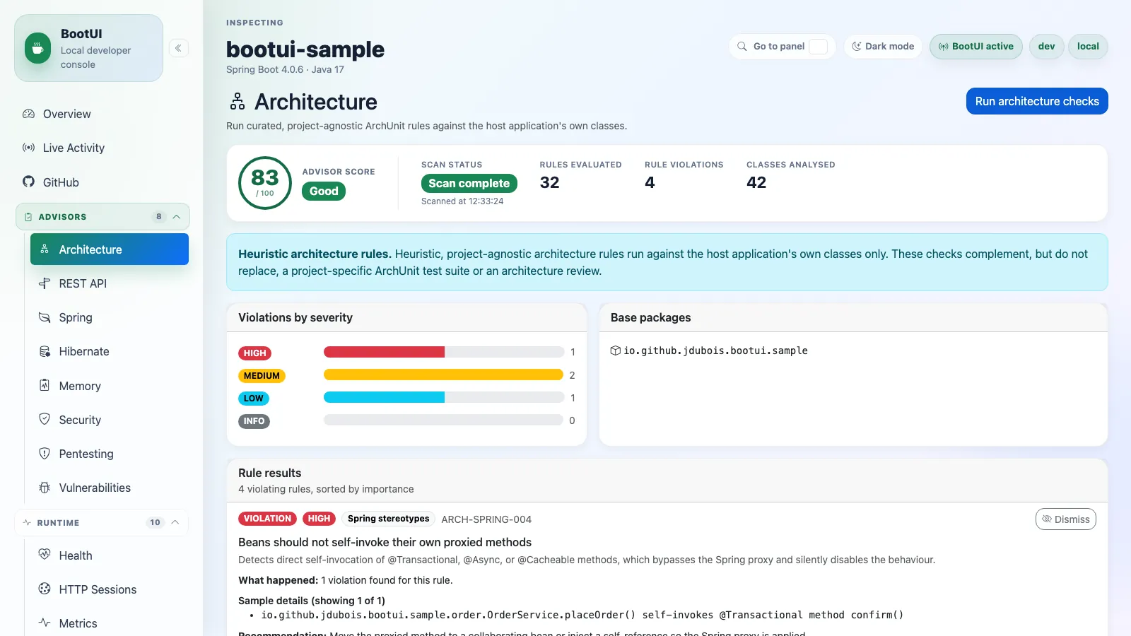 BootUI Architecture panel
