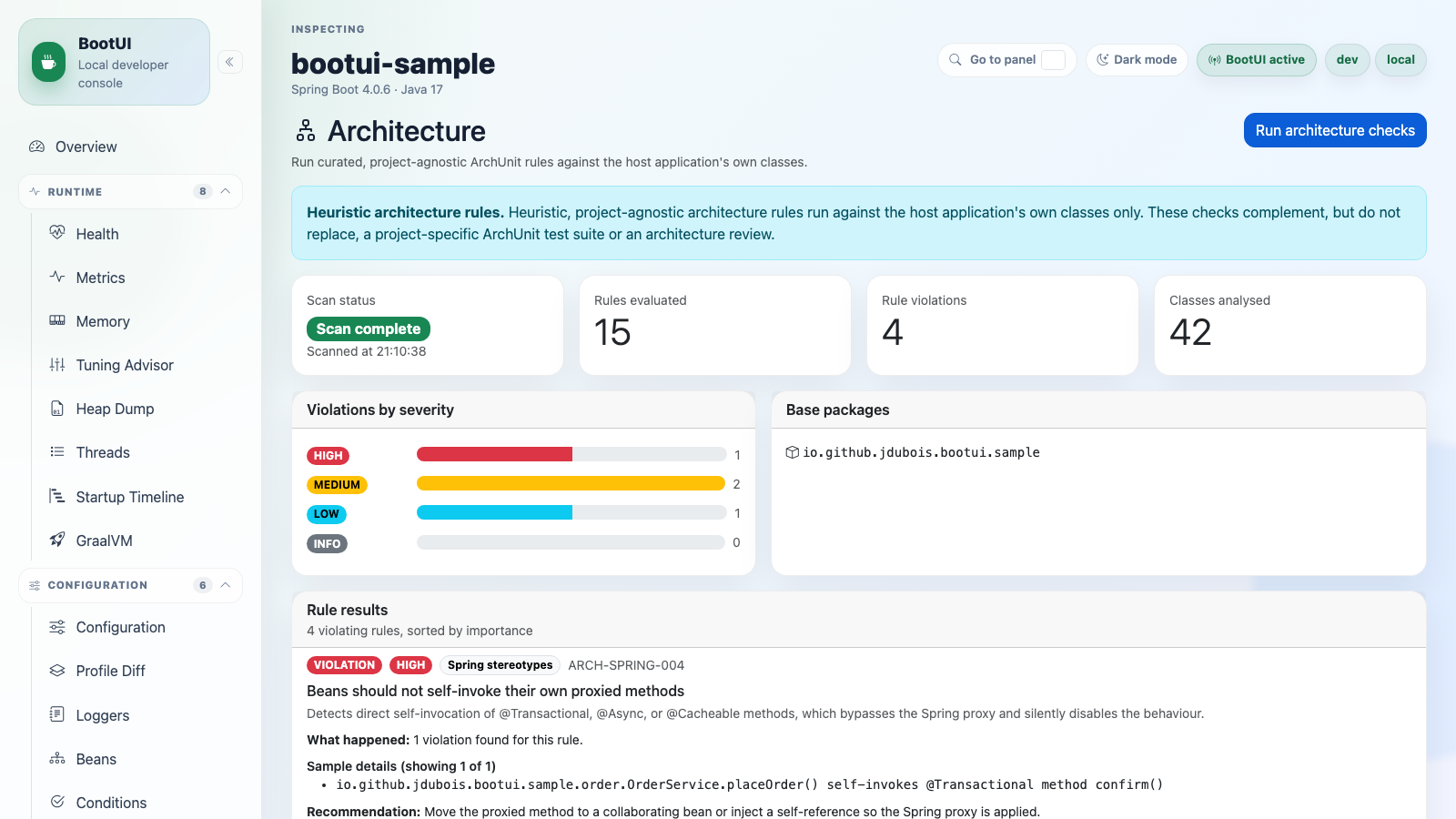BootUI Architecture panel