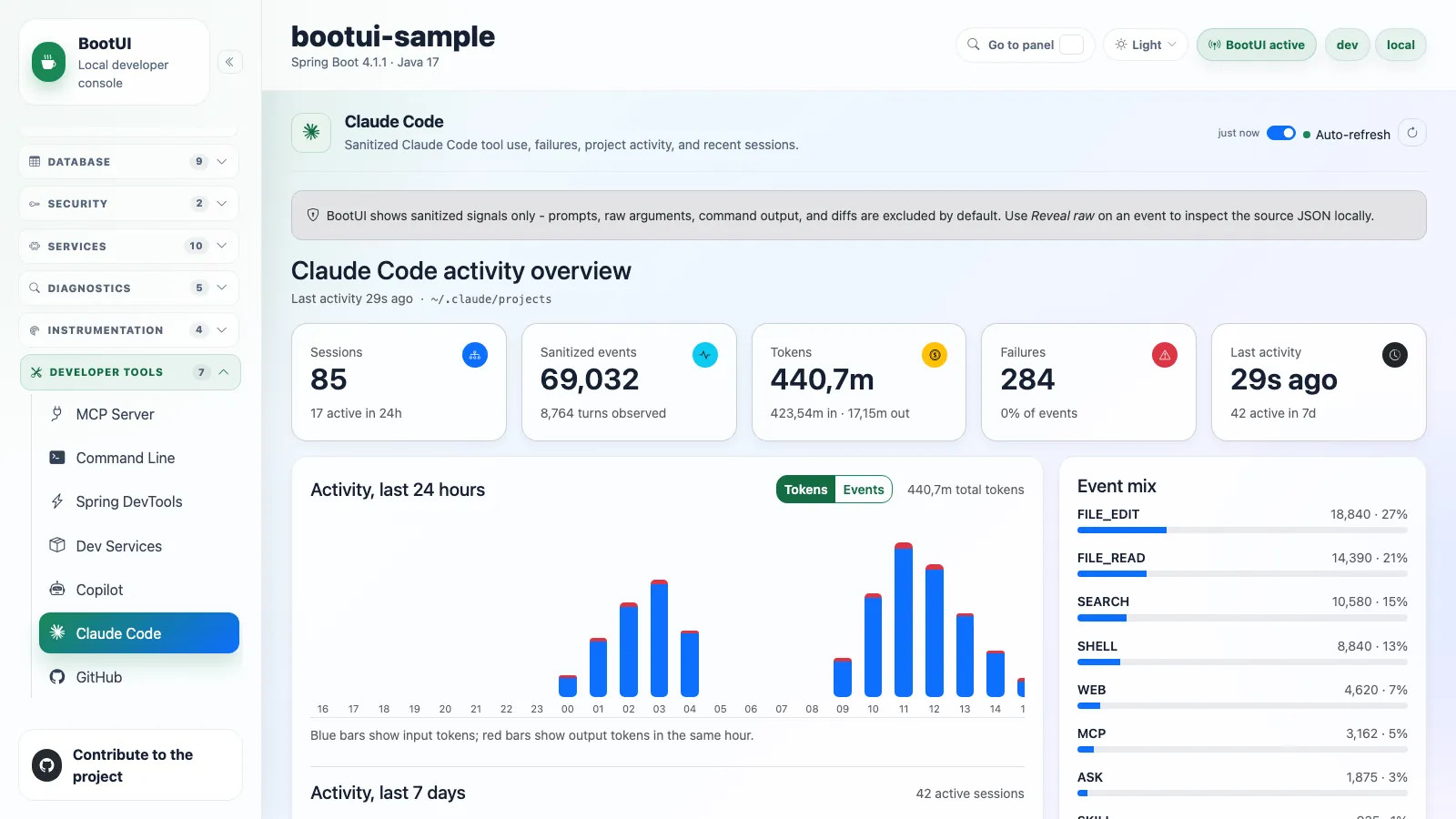 BootUI Claude Code panel