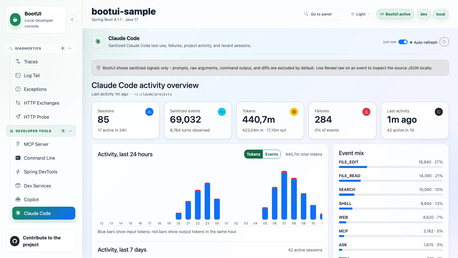 BootUI Claude Code panel