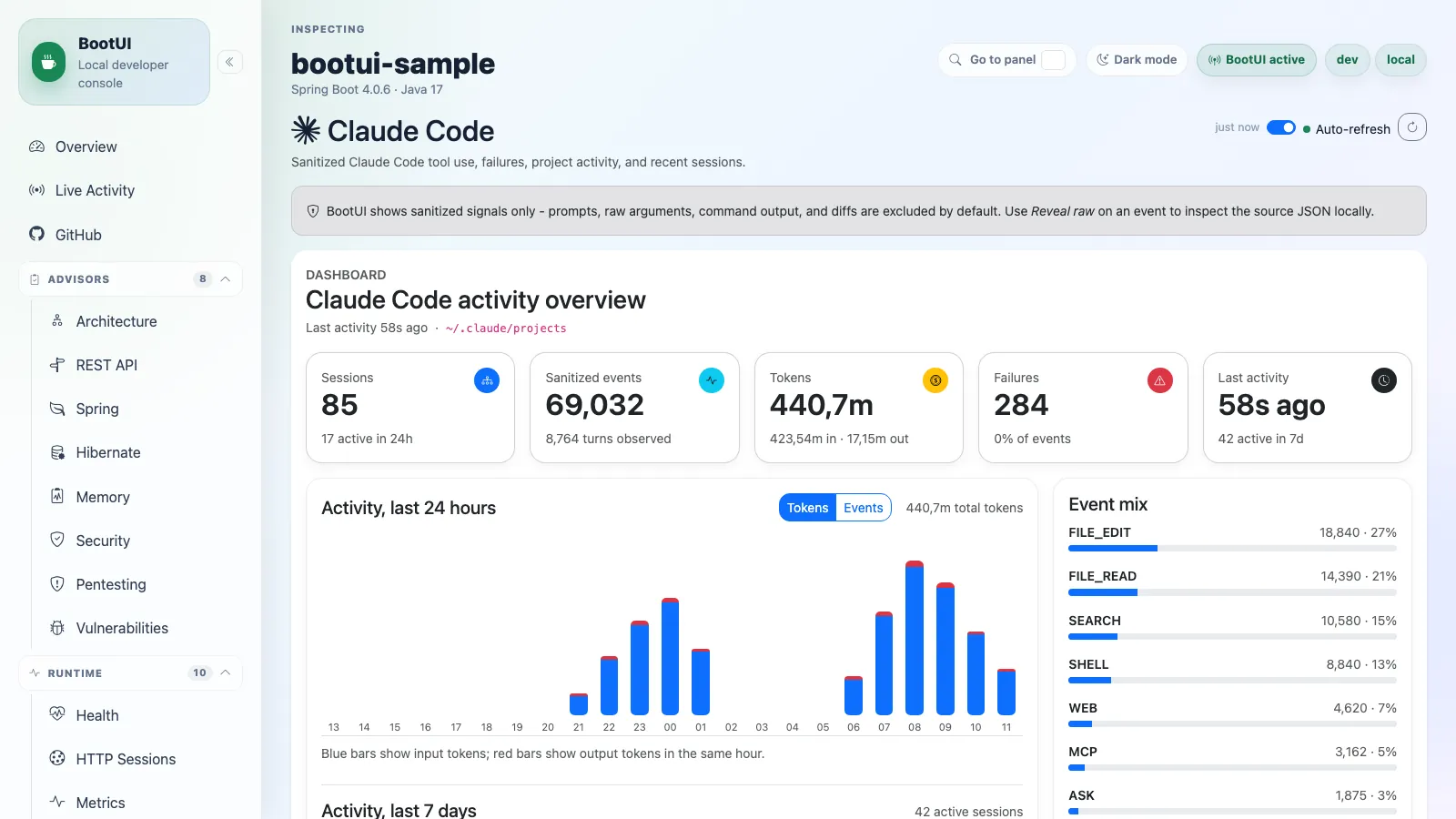 BootUI Claude Code panel