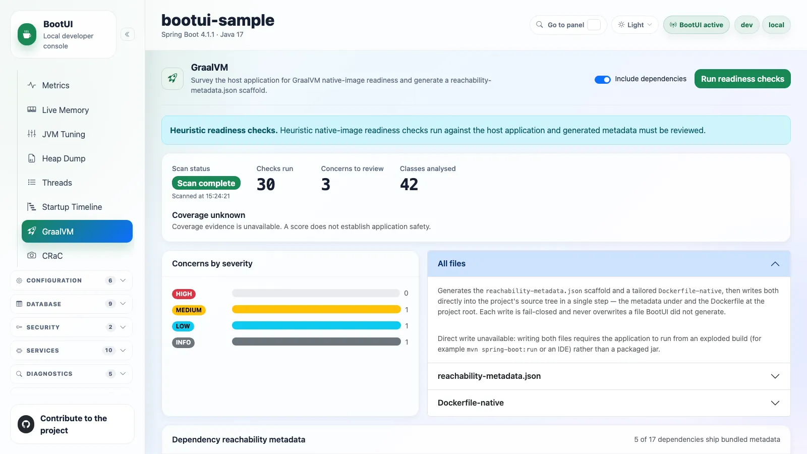 BootUI GraalVM panel