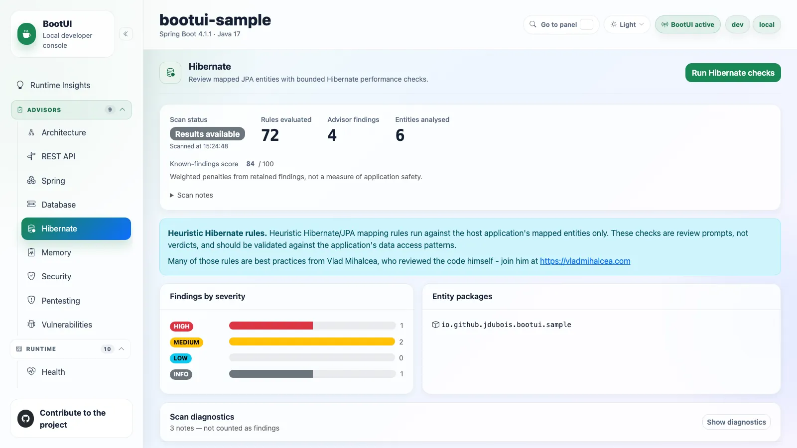 BootUI Hibernate panel