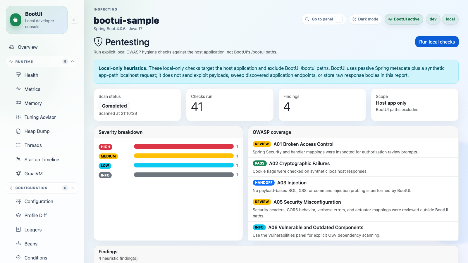 BootUI Pentesting panel