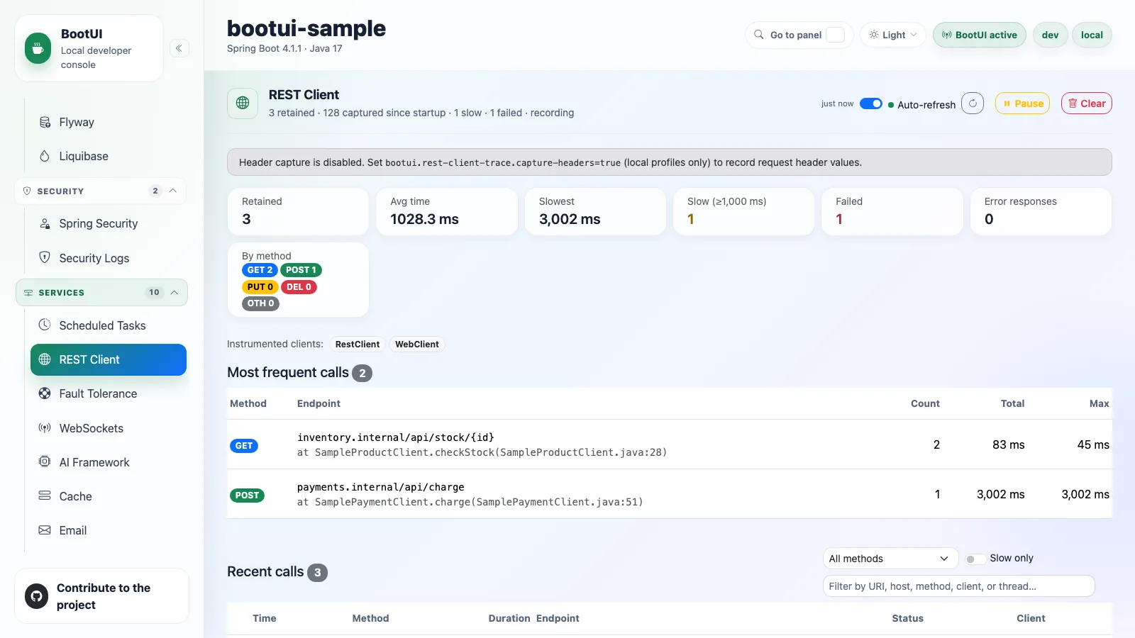 BootUI REST Client panel