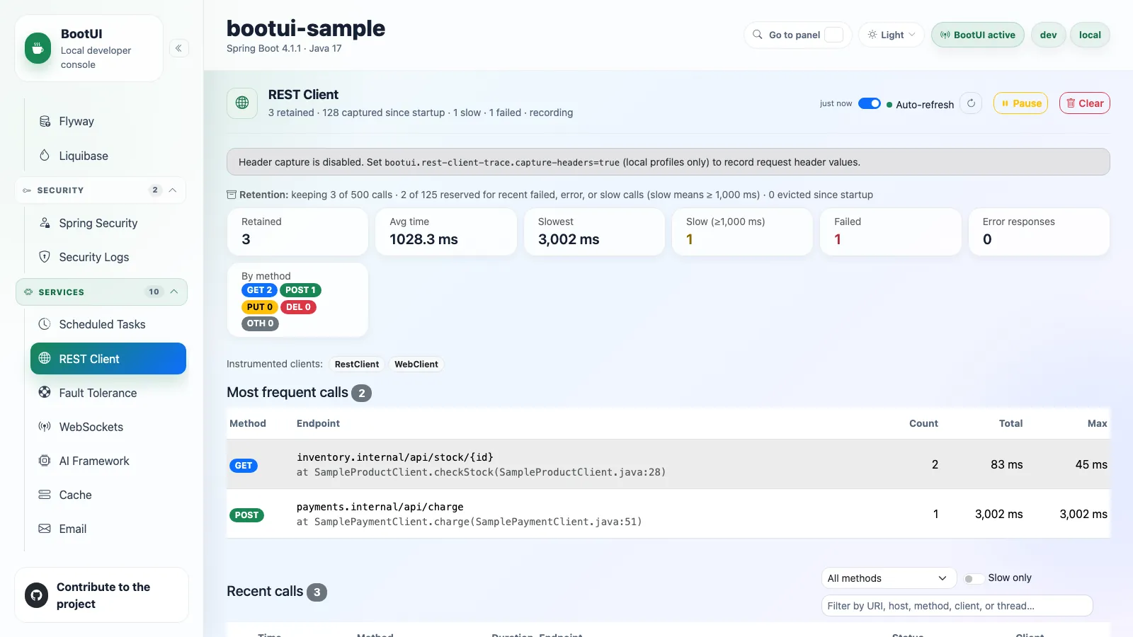 BootUI REST Client panel